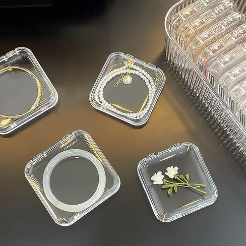 1 Pack Acrylic Bracelet Jewelry Storage Box with 12 Portable Anti Tarnish Organizers for Earrings/ring/necklace (Clear) in Saudi Arabia