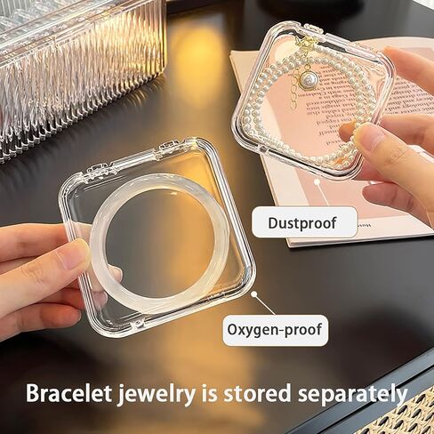 1 Pack Acrylic Bracelet Jewelry Storage Box with 12 Portable Anti Tarnish Organizers for Earrings/ring/necklace (Clear) in Saudi Arabia