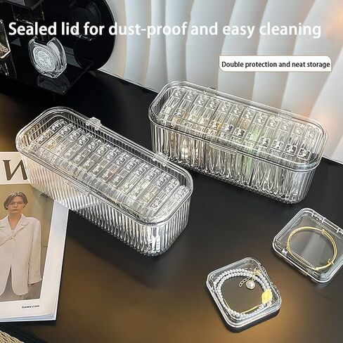 1 Pack Acrylic Bracelet Jewelry Storage Box with 12 Portable Anti Tarnish Organizers for Earrings/ring/necklace (Clear) in Saudi Arabia