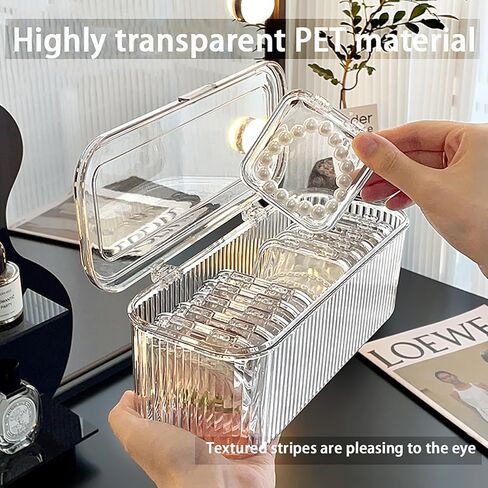 1 Pack Acrylic Bracelet Jewelry Storage Box with 12 Portable Anti Tarnish Organizers for Earrings/ring/necklace (Clear) in Saudi Arabia