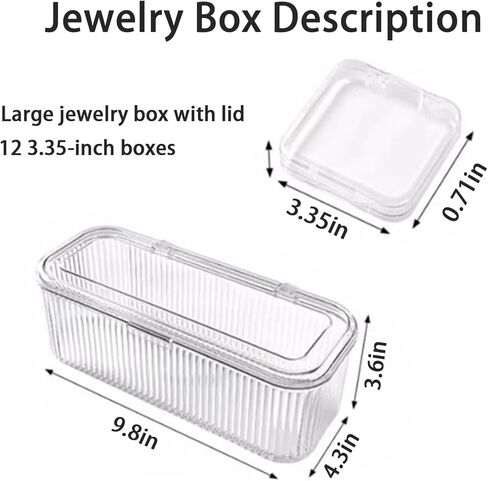 1 Pack Acrylic Bracelet Jewelry Storage Box with 12 Portable Anti Tarnish Organizers for Earrings/ring/necklace (Clear) in Saudi Arabia