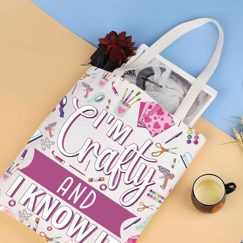 XYANFA Crafter Tote bag Lover Mom Gift Artist Gift I Am Crafty And I Know It Sewing Crafter Handbag in Saudi Arabia