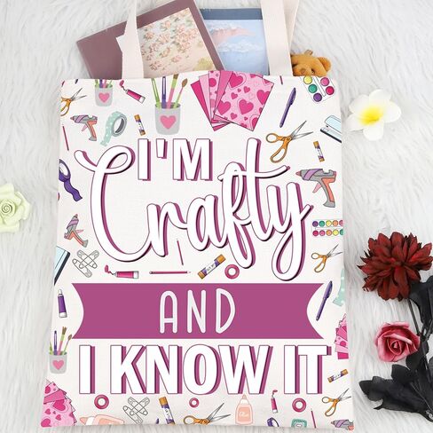 XYANFA Crafter Tote bag Lover Mom Gift Artist Gift I Am Crafty And I Know It Sewing Crafter Handbag in Saudi Arabia