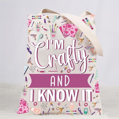 XYANFA Crafter Tote bag Lover Mom Gift Artist Gift I Am Crafty And I Know It Sewing Crafter Handbag in Saudi Arabia