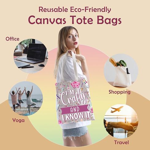 XYANFA Crafter Tote bag Lover Mom Gift Artist Gift I Am Crafty And I Know It Sewing Crafter Handbag in Saudi Arabia