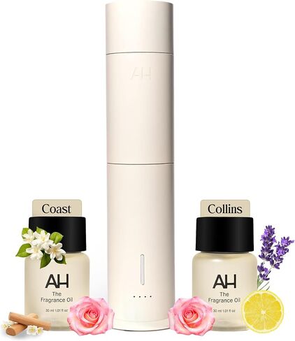 موزع روائح الهواء البارد الذكي وزيت عطري ثنائي من أورا هاوس - موزع روائح عطرية يتم التحكم فيه بواسطة تطبيق بلوتوث للمنزل (زيوت كولينز آند كوست 30 مل) - روائح مستوحاة من الفنادق، أجواء سهلة in Kuwait