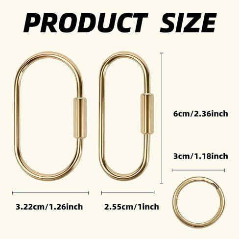 HAPNEWEY Brass Key Rings, 2 Pack Gold Keychain Rings for Bag Charms Secure Locking Carabiner for Keys in Saudi Arabia