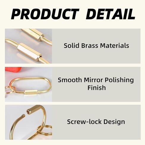 HAPNEWEY Brass Key Rings, 2 Pack Gold Keychain Rings for Bag Charms Secure Locking Carabiner for Keys in Saudi Arabia