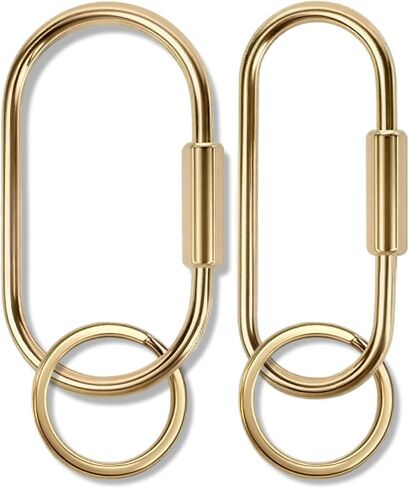 HAPNEWEY Brass Key Rings, 2 Pack Gold Keychain Rings for Bag Charms Secure Locking Carabiner for Keys in Saudi Arabia