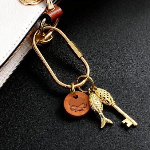 HAPNEWEY Brass Key Rings, 2 Pack Gold Keychain Rings for Bag Charms Secure Locking Carabiner for Keys in Saudi Arabia