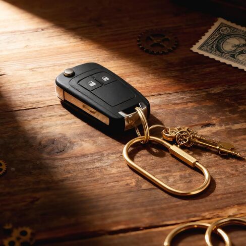 HAPNEWEY Brass Key Rings, 2 Pack Gold Keychain Rings for Bag Charms Secure Locking Carabiner for Keys in Saudi Arabia