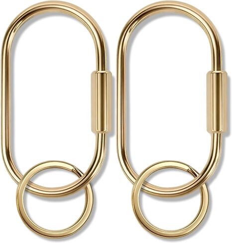 HAPNEWEY Brass Key Rings, 2 Pack Gold Keychain Rings for Bag Charms Secure Locking Carabiner for Keys in Saudi Arabia