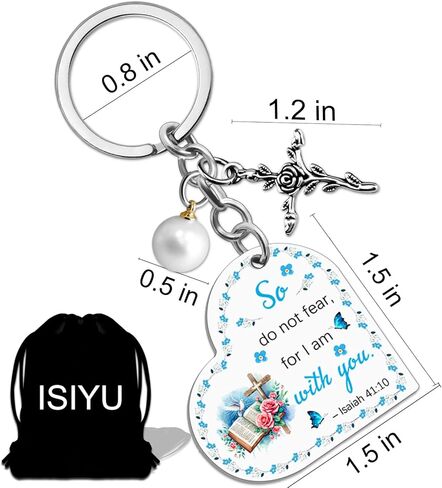 Isiyu المسيحية المفاتيح الهدايا الكتاب المقدس الآية المفاتيح الدينية الصليب المعمودية هدية للنساء الرجال الإيمان ملهمة in Kuwait
