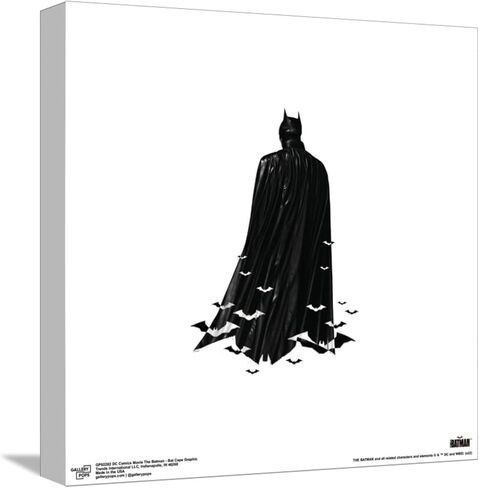 Gallery Pops DC Comics The Batman - لوحة فنية جدارية برسومات رأس الخفاش، نسخة بإطار أسود، 30.48 سم × 30.48 سم in Kuwait