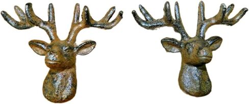 6 الحديد الزهر العتيقة نمط Whitetail الغزلان درج سحب الحظيرة مقبض خزانة الباب IRP-840 اليدوية ديكور الحرفي ديكور فني للمنزل خمر in Kuwait