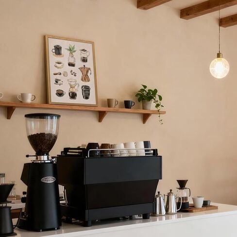 CAZLOUC Retro Coffee Wall Art, Illustration Espresso Tea Brewing Wall Decor, Vintage Abstract Cafe Poster Print, Minimalist Farmhouse Canvas Artwork for Kitchen Living Room Wood Framed 12x16 Inch in Saudi Arabia