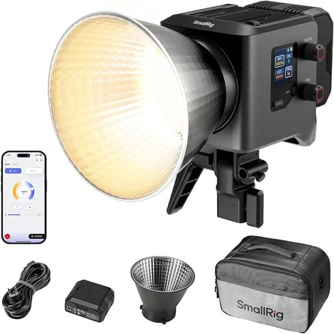 SmallRig RC 220C RGB COB LED MOUND LIGHT BOWENS MOUNT ، 200W 36000 COLLOR VIDEO LIGHT 2700-10000K ، CRI97+/TLCI98+، دعم إمدادات الطاقة اللاسلكية ، التحكم في التطبيق ، للتصوير الفوتوغرافي واستوديو الصور in Saudi Arabia