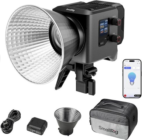 SmallRig RC 220C RGB COB LED MOUND LIGHT BOWENS MOUNT ، 200W 36000 COLLOR VIDEO LIGHT 2700-10000K ، CRI97+/TLCI98+، دعم إمدادات الطاقة اللاسلكية ، التحكم في التطبيق ، للتصوير الفوتوغرافي واستوديو الصور in Kuwait