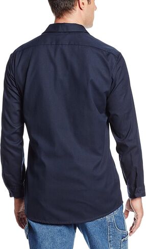 Dickies Occupational Workwear LL535NV Polyester/ Cotton Men's Long Sleeve Industrial Work Shirt, Navy Blue in Saudi Arabia