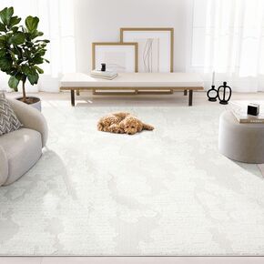 Abani Nomad Cream Area Rug 8' x 10' for Living Room, Bedroom - Abstract Pattern - Durable & Easy to Clean in Saudi Arabia