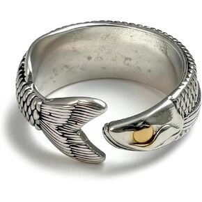 Ladywowu Fish Ring, Statement Jewelry Cool Fun Ring, Vintage Silver Tone Unique Jewelry for Adult in Saudi Arabia