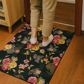 5x7 Orange Area Rugs for Bedroom,Machine Washable Floral Rugs with Non Slip Backing for Living Room,Vintage Boho Style Low-Pile Carpet,Ideal for High-Traffic Areas in Kids Playroom,Office, Dining Room in Saudi Arabia