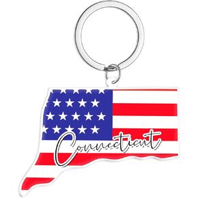 Connecticut Souvenirs Keychain With Key Ring - American Flag Keychain, Key Holder For Gifts,Souvenirs From Usa,Spot M in Saudi Arabia