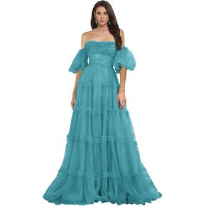 فستان وصيفة العروس بدون الكتف للنساء، فستان طويل من التول، فستان سهرة رسمي للأميرة Quinceanera in Kuwait