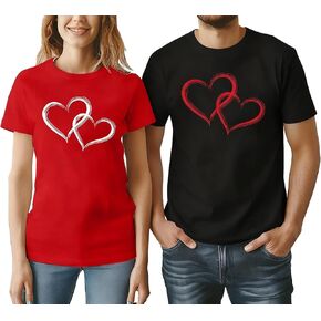 Valentine's Matching Couples Shirts Love Heart Print Graphic Shirt Husband Wife Short Sleeve Tees Tops in Kuwait