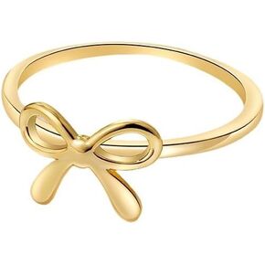 Progresssail Bow Rings for Women Dainty Bow Tie Band Ring 18K Gold Plated Cute Thin Engagement Knuckle Bow Rings Gold Bowknot Small Stacking Ring Valentines Day Bow Ring for Her Trendy Jewelry in Kuwait