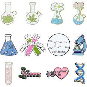 12 Pcs Science Theme Enamel Pins for Badge Science Pins Cute Kawaii Cartoon Scientist Lapel Laboratory Brooch Pin for Lab Week Gifts Backpacks Adults Caps Bags in Saudi Arabia