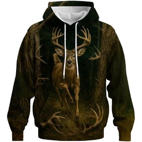 Rebaike Novelty Long Sleeve Hoodie Funny Fashion Deer Graphic Sweatshirts in Saudi Arabia