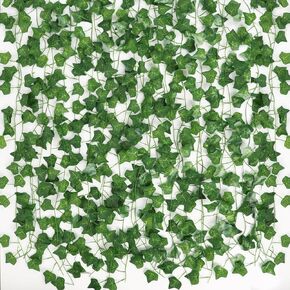 cewor 12 حزمة الكروم الاصطناعية لديكور الغرفة، اللبلاب الاصطناعي الخضرة إكليل الكروم وهمية شنقا خلفية النباتات، أوراق خضراء فو لتزيين جدار غرفة النوم المنزلية in Kuwait