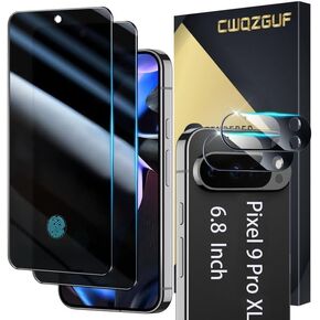 [2+2 Pack] Privacy Screen Protector Compatible with Pixel 9 Pro 5G, 2 Tempered Glass with 2 Camera Lens Protectors, 9H Hardness, Bubble Free, Anti Spy in Kuwait