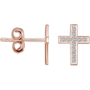 أقراط رائعة من الذهب عيار 14 قيراطًا على الفضة الاسترليني Dainty Tiny Cross Anchor | مجوهرات بسيطة ورقيقة للنساء in Saudi Arabia