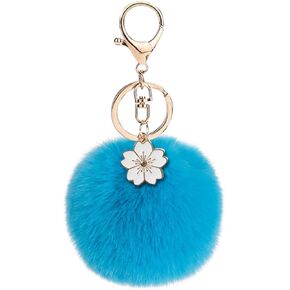 Takyitong Cute Pom Pom Fluffy Keychains, Faux Rabbit Fur Soft Plush Puff Ball Keychain Accessories for Women Girls in Saudi Arabia