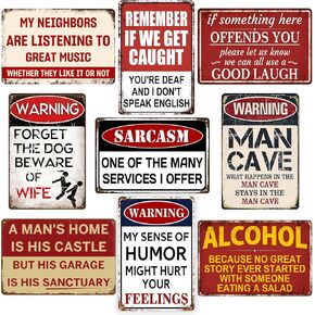 Vintage Metal Tin Signs for Man Cave, Garage & Bar, Funny Signs for Men, Home Bar, Basement,Pub Wall Decor Gifts 8 x 12 Inch（9pcs） in Saudi Arabia