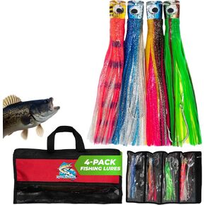 8″ Chugger Head Trolling Lures, Set of 10 Trolling Lures Saltwater Fishing Lure for Tuna, Marlin, Mahi, Dolphin, Dorado, Wahoo & Teasers in Carrying Case for Offshore Big Game Fishing in Saudi Arabia