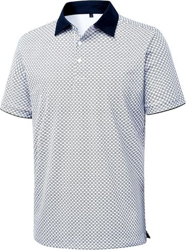 DEMEANOR Mens Golf Polo Shirts Short Sleeve Dry Fit Moisture Wicking Casual Tennis Polos Print Collared Shirt in Saudi Arabia