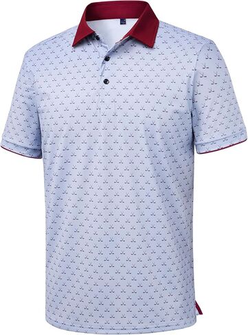 DEMEANOR Mens Golf Polo Shirts Short Sleeve Dry Fit Moisture Wicking Casual Tennis Polos Print Collared Shirt in Saudi Arabia
