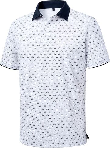 DEMEANOR Mens Golf Polo Shirts Short Sleeve Dry Fit Moisture Wicking Casual Tennis Polos Print Collared Shirt in Saudi Arabia