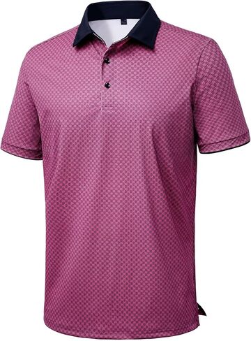DEMEANOR Mens Golf Polo Shirts Short Sleeve Dry Fit Moisture Wicking Casual Tennis Polos Print Collared Shirt in Saudi Arabia