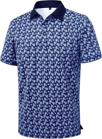 DEMEANOR Mens Golf Polo Shirts Short Sleeve Dry Fit Moisture Wicking Casual Tennis Polos Print Collared Shirt in Saudi Arabia