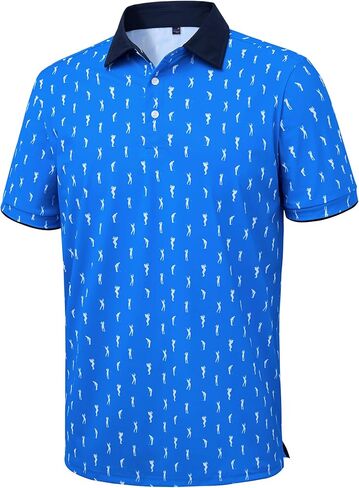 DEMEANOR Mens Golf Polo Shirts Short Sleeve Dry Fit Moisture Wicking Casual Tennis Polos Print Collared Shirt in Saudi Arabia