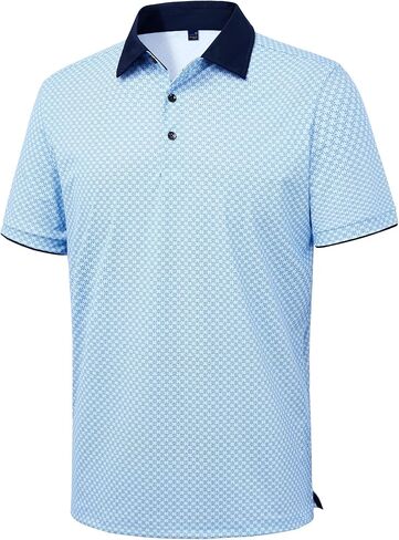 DEMEANOR Mens Golf Polo Shirts Short Sleeve Dry Fit Moisture Wicking Casual Tennis Polos Print Collared Shirt in Saudi Arabia