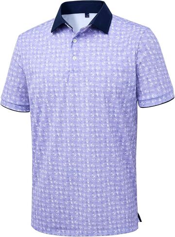 DEMEANOR Mens Golf Polo Shirts Short Sleeve Dry Fit Moisture Wicking Casual Tennis Polos Print Collared Shirt in Saudi Arabia