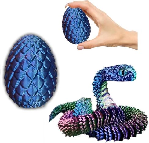 3D Printed Luminous Colorful Snake in Egg Full Articulated Crystal Snake with Egg Home Office Decor Executive Desk in Saudi Arabia