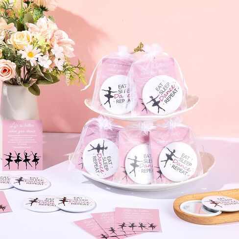 AceOrbit 30 Sets Dance Lover Ballerina Gifts Bulk for Women Pocket Mirror Card with Organza Bags Valentine's Day Inspirational Gifts Dancing Party Favors for Dance Team Supplies in Kuwait