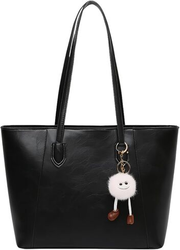 Base'ic Women’s Large Vegan Leather Tote Bag – Shoulder Handbag with Inner Pocket & Decorative Charm in Saudi Arabia
