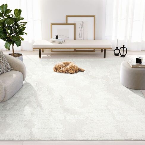 Abani Nomad Cream Area Rug 8' x 10' for Living Room, Bedroom - Abstract Pattern - Durable & Easy to Clean in Saudi Arabia